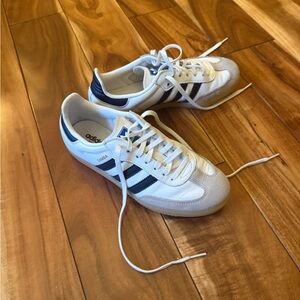 Adidas Samba OG Boys White and Navy Blue Sneakers